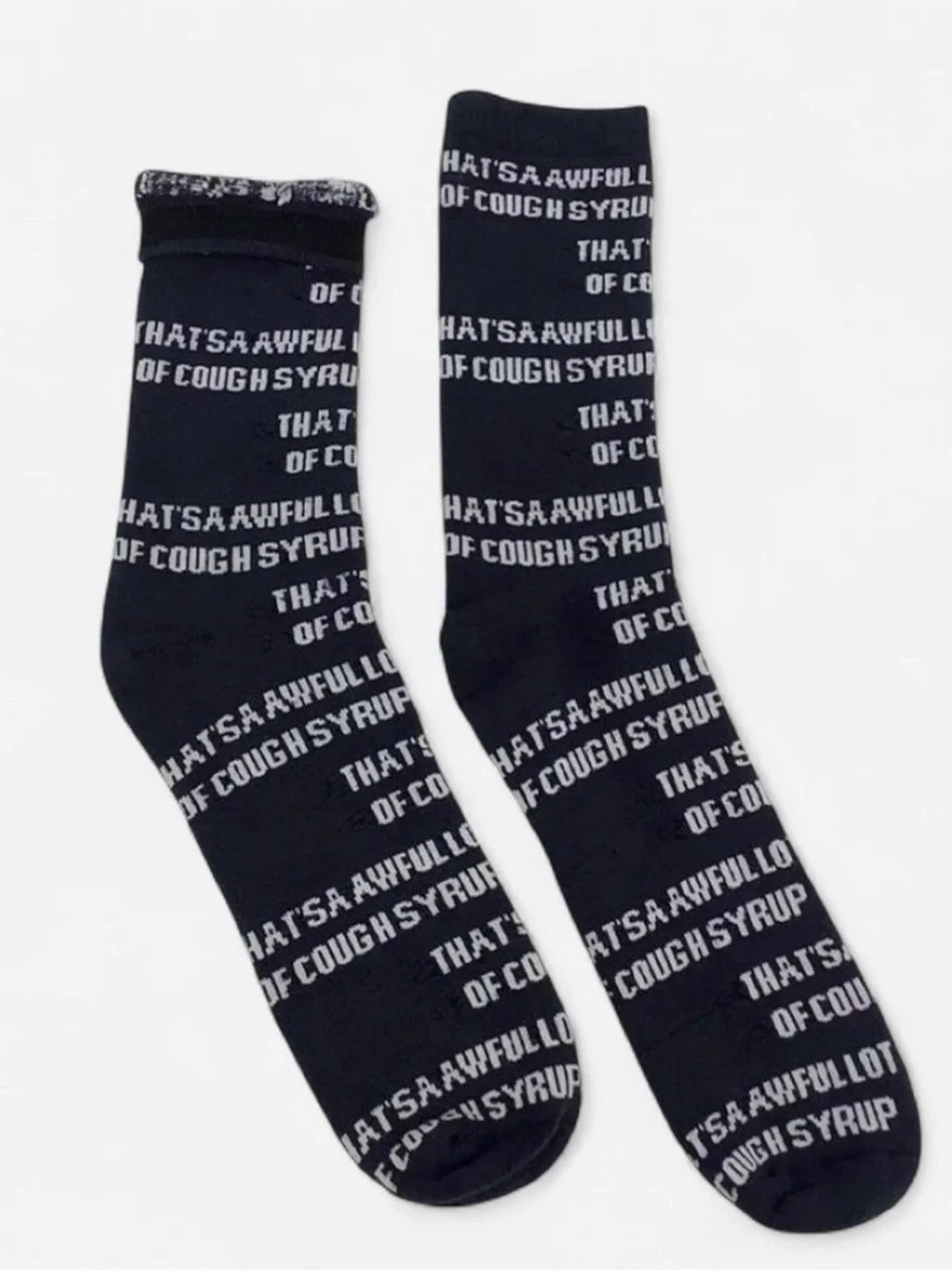 THAT'S A AWFUL LOT OF COUGH SYRUP NAVY/WHITE SOCKS ONE SIZE NEW